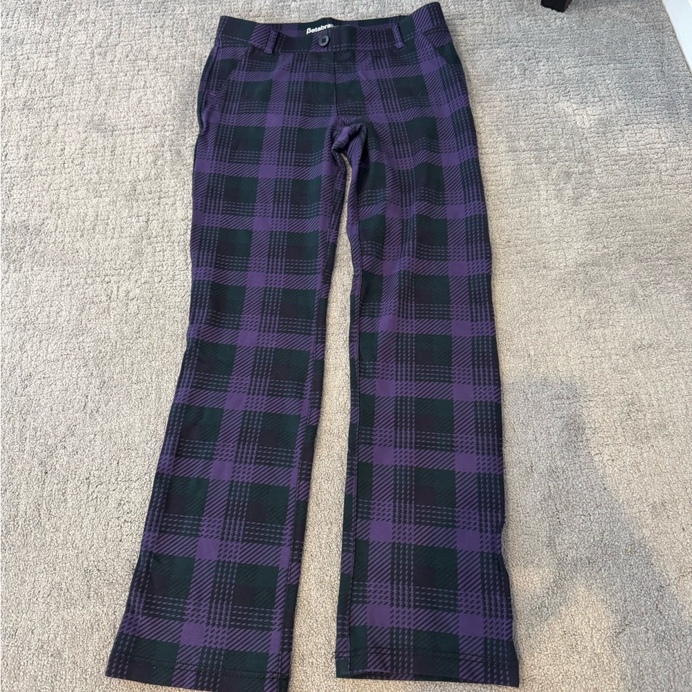 Purple and Black Plaid Ponte Pants
